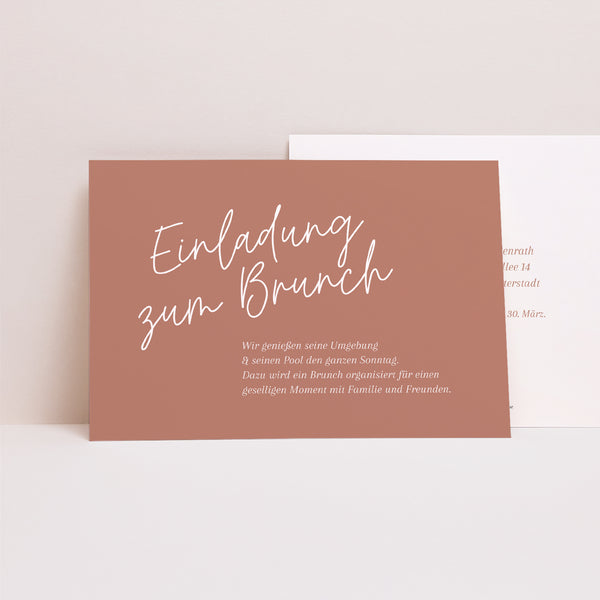 Einladungskarte Hochzeit Landschaft Ziegelstaub foto