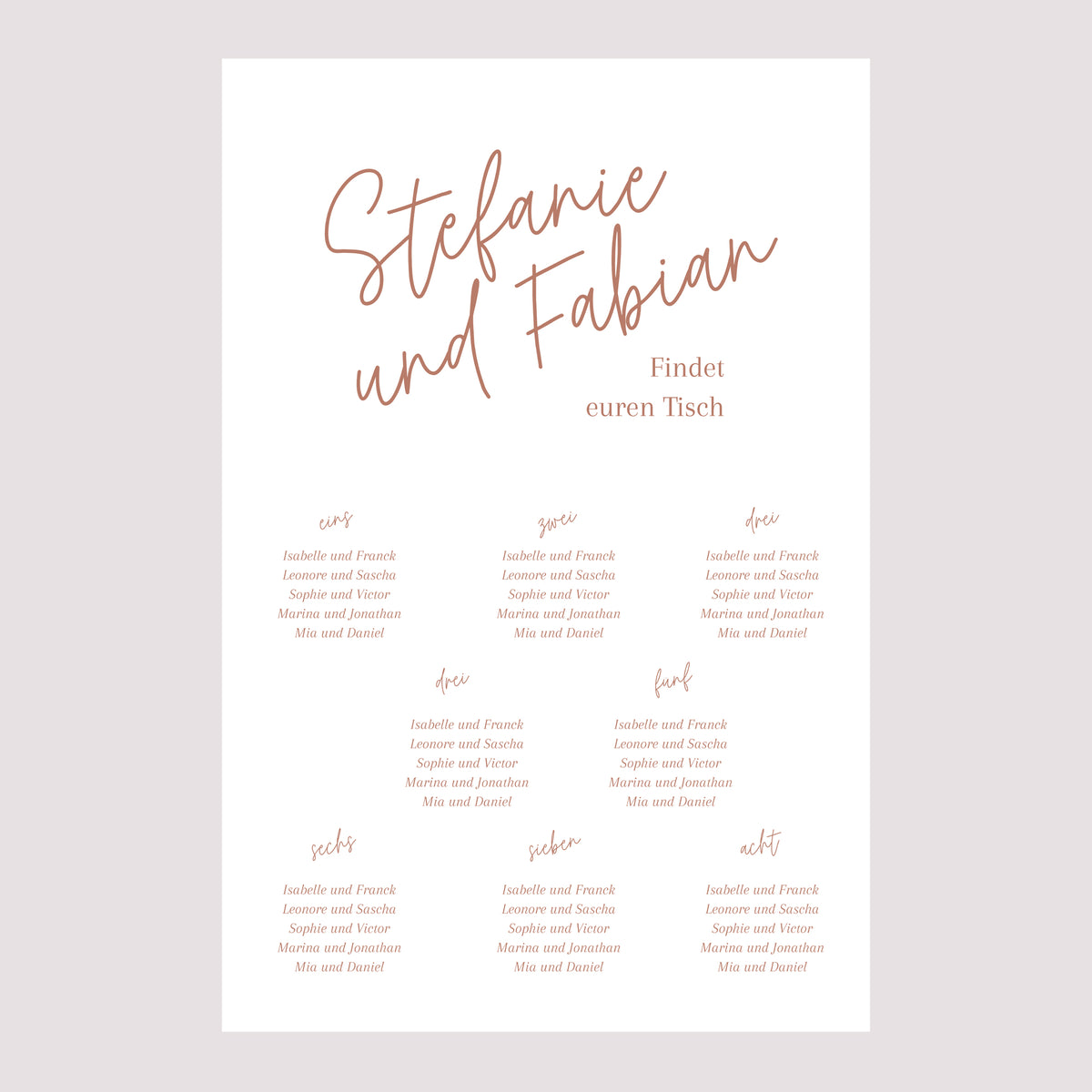 Sitzplan Hochzeit Porträt Ziegelstaub foto N° 2