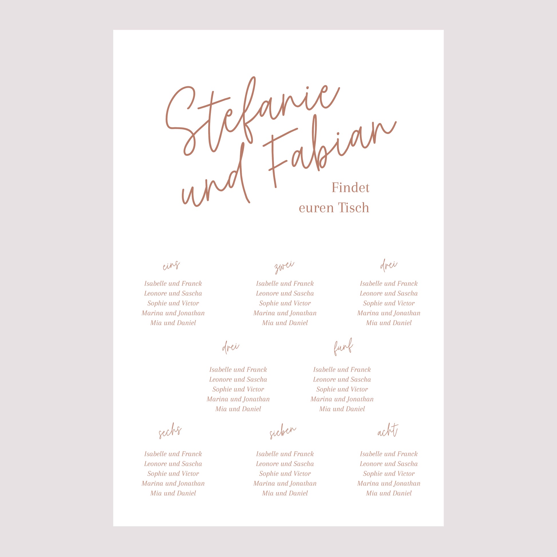 Sitzplan Hochzeit Porträt Ziegelstaub foto N° 2