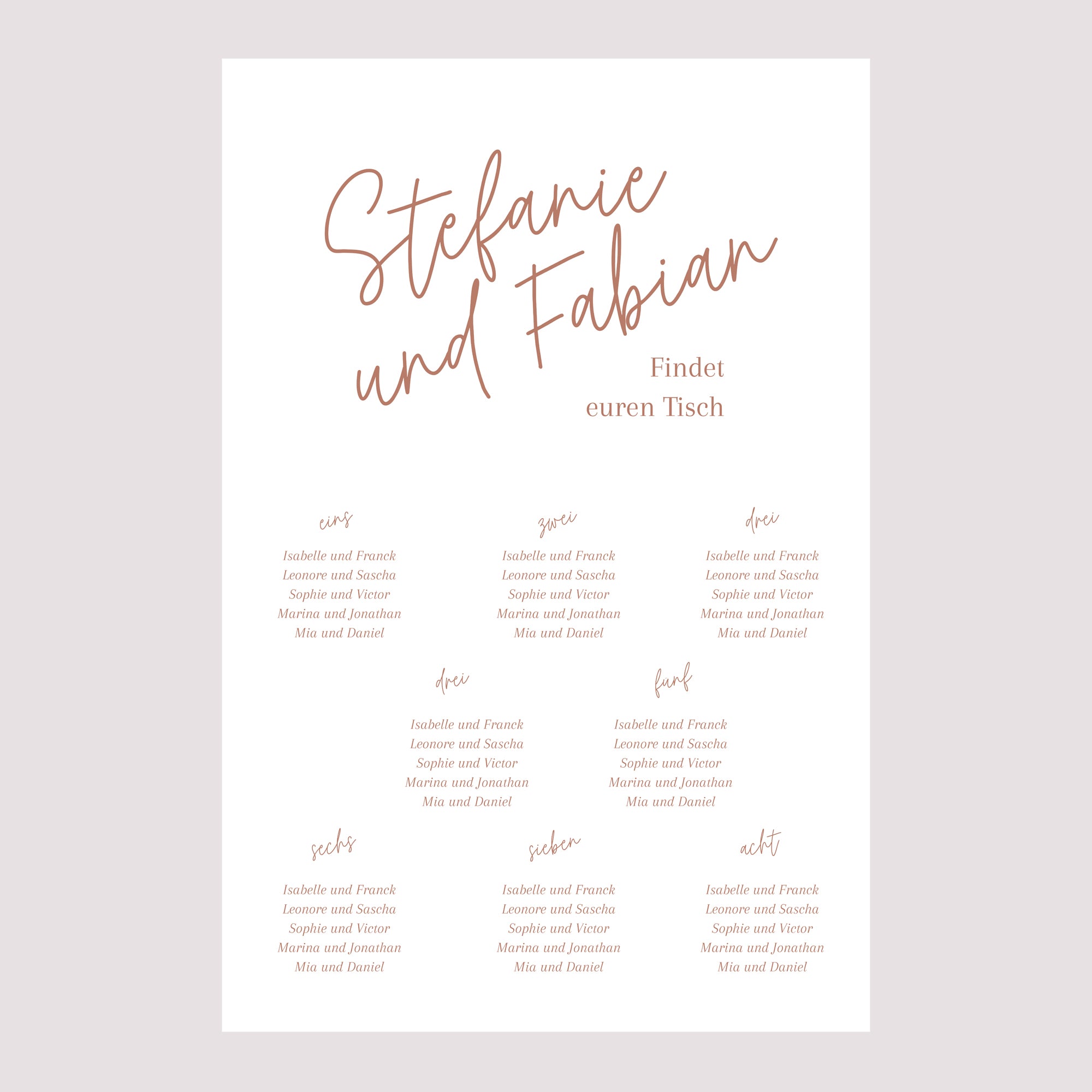 Sitzplan Hochzeit Porträt Ziegelstaub foto N° 2