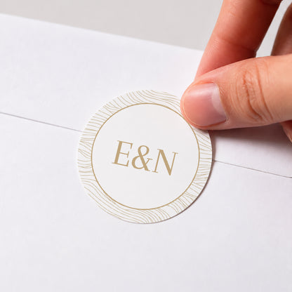 Sticker Hochzeit Rund goldene Wellen foto N° 1