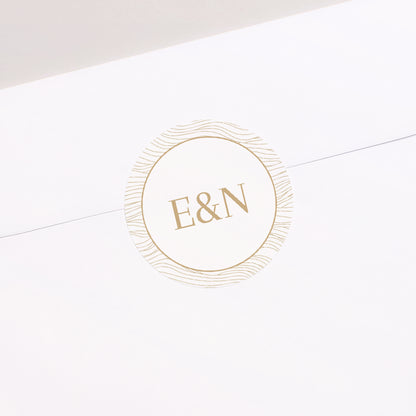Sticker Hochzeit Rund goldene Wellen foto N° 2