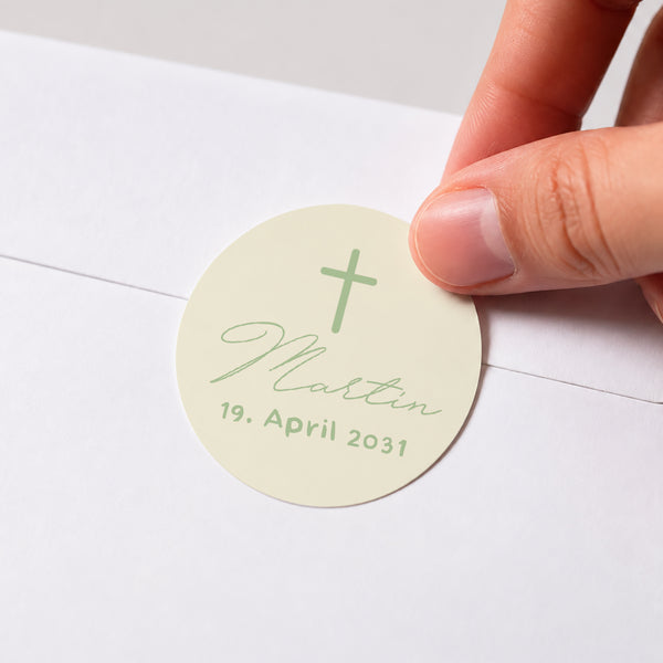 Sticker Taufe Rund Taufe mit Blumen foto