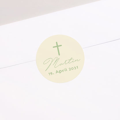 Sticker Taufe Rund Taufe mit Blumen foto N° 2