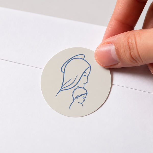 Sticker Taufe Rund Jungfrau mit Kind foto