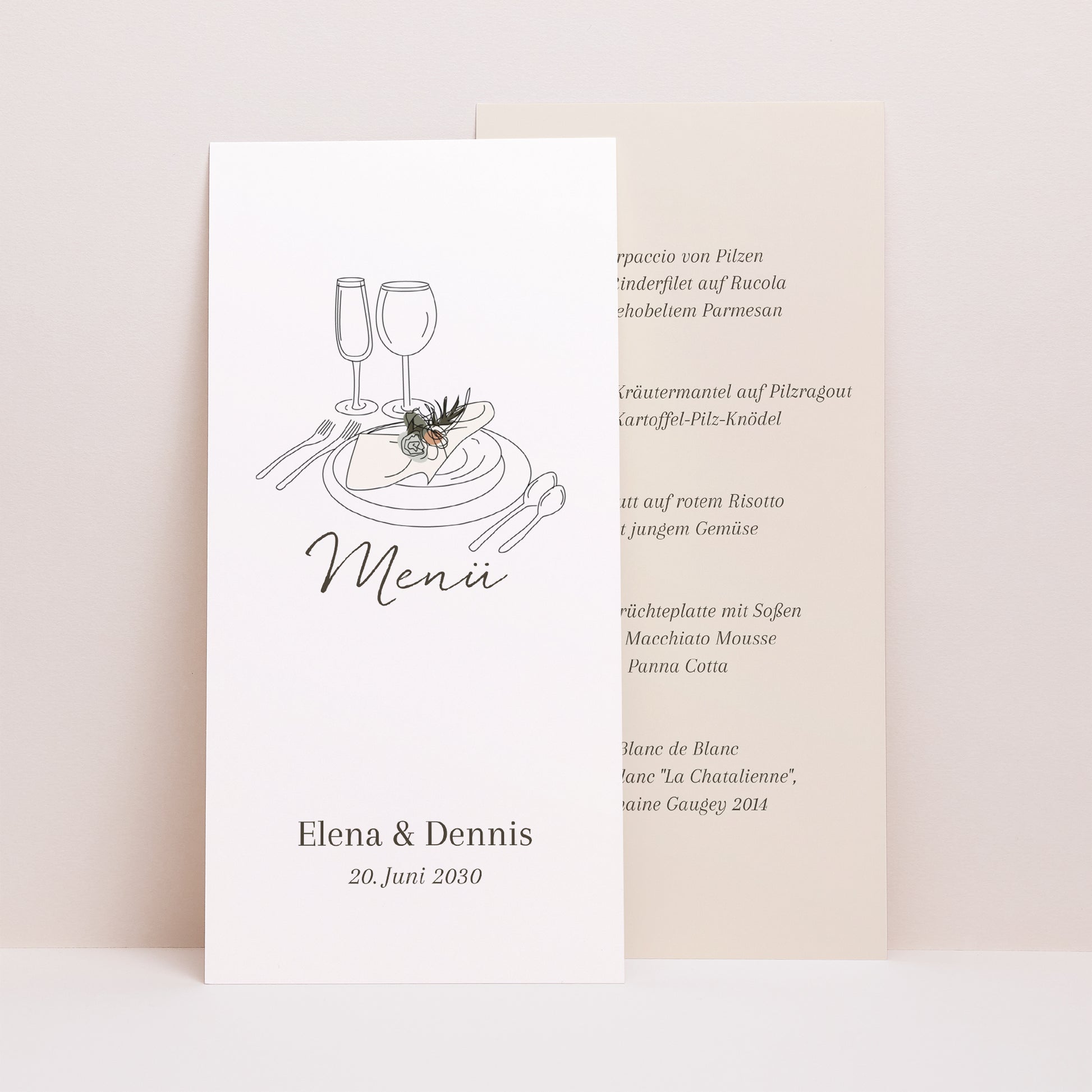 Menükarte Hochzeit Panoramatisches Porträt Böhmisches Paar foto N° 1