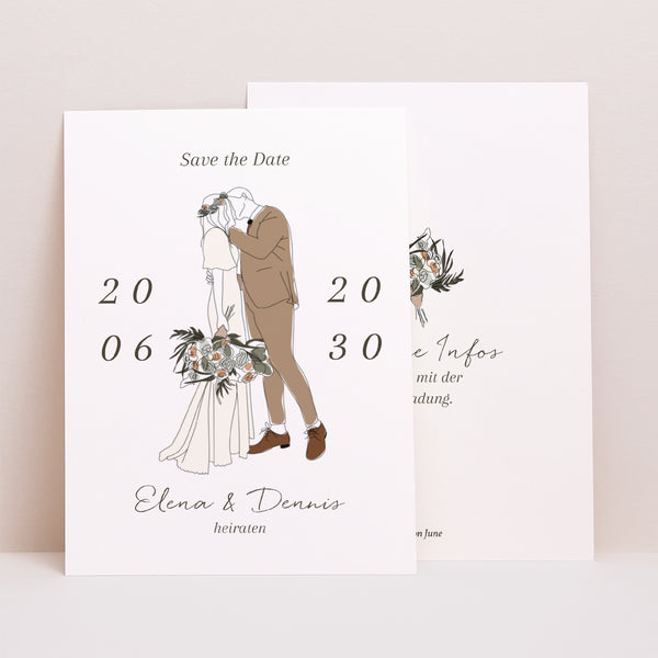Save the date Karte Hochzeit Porträt Böhmisches Paar foto