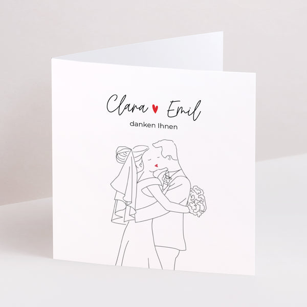 Dankeskarte Hochzeit Doppelflügiges Quadrat foto