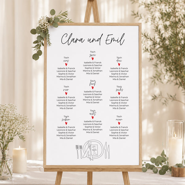 Sitzplan Hochzeit Porträt Die glücklich Verheirateten foto