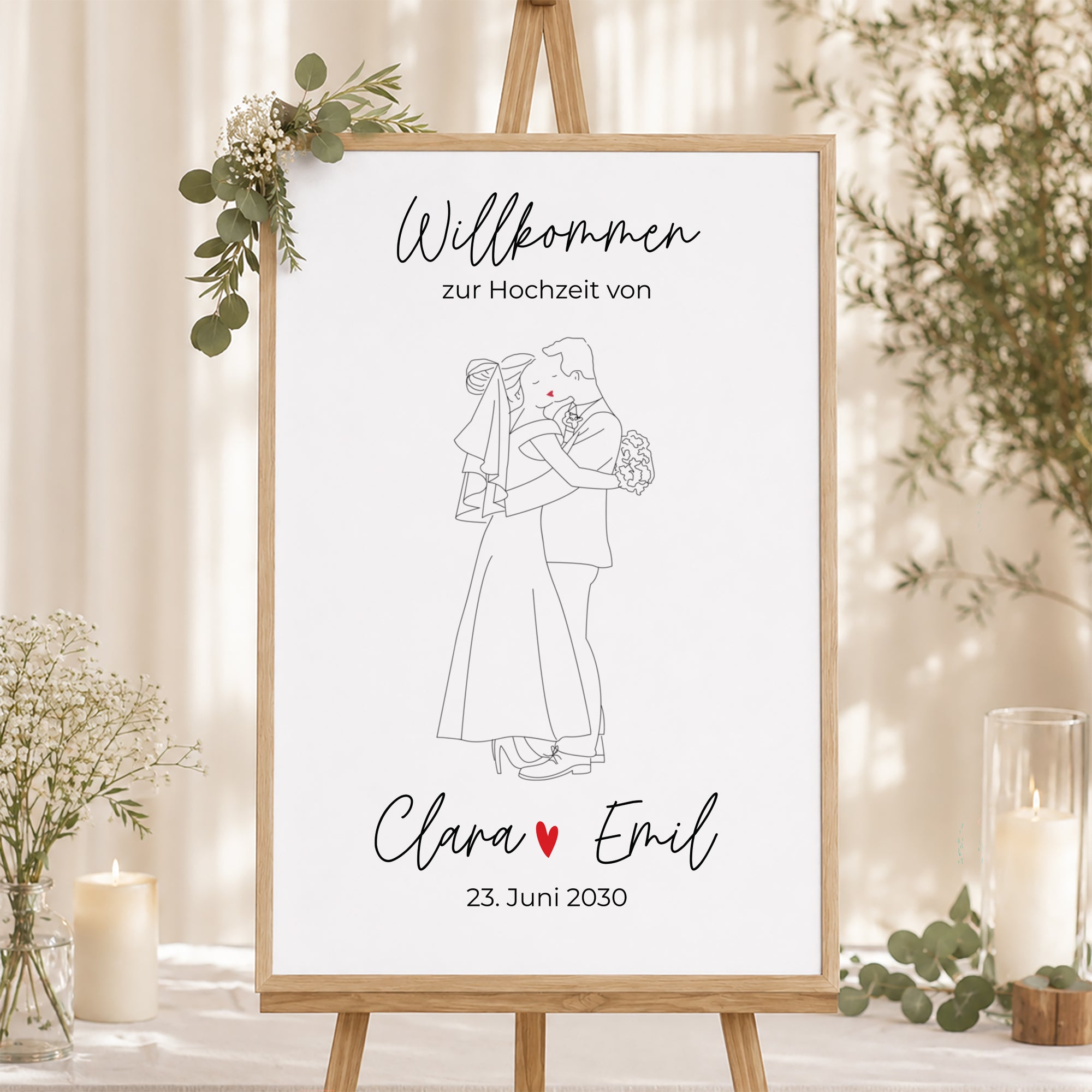 Begrüßungstafel Hochzeit Porträt 60 x 90 cm foto N° 1