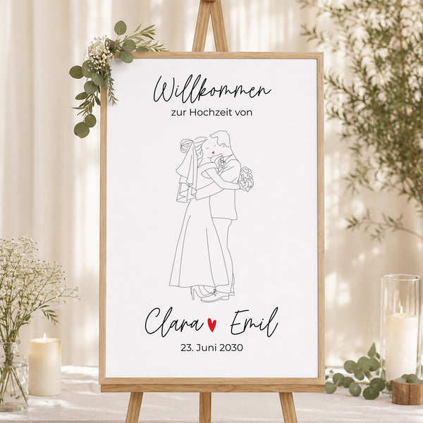 Begrüßungstafel Hochzeit Porträt 60 x 90 cm foto