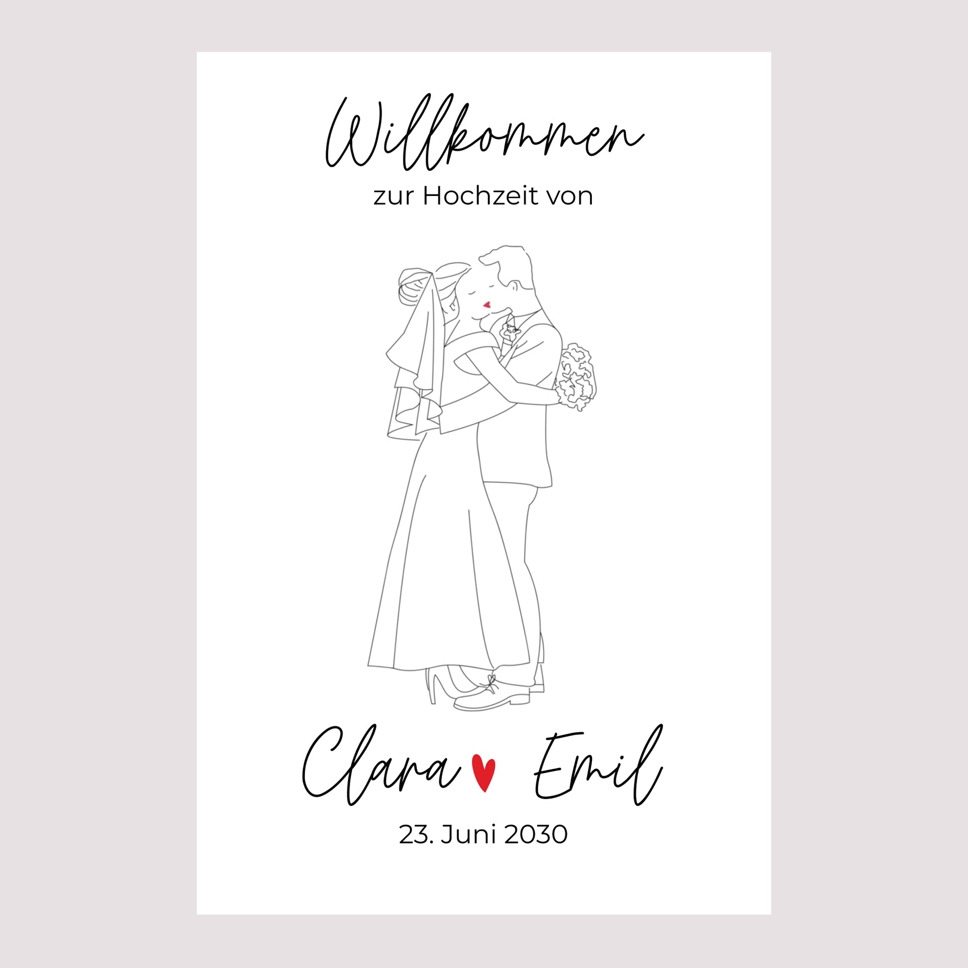 Begrüßungstafel Hochzeit Porträt 60 x 90 cm foto N° 2