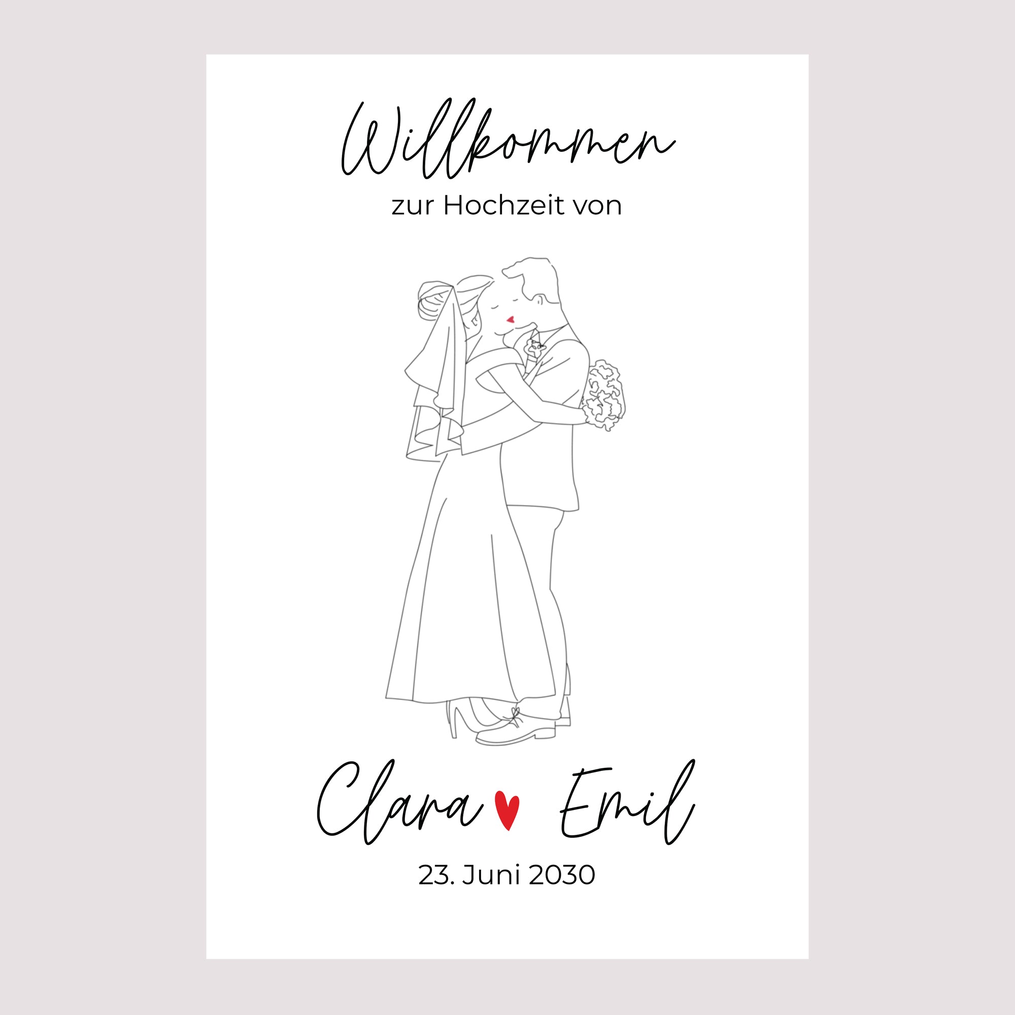 Begrüßungstafel Hochzeit Porträt 60 x 90 cm foto N° 2
