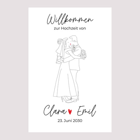 Begrüßungstafel Hochzeit Porträt 60 x 90 cm