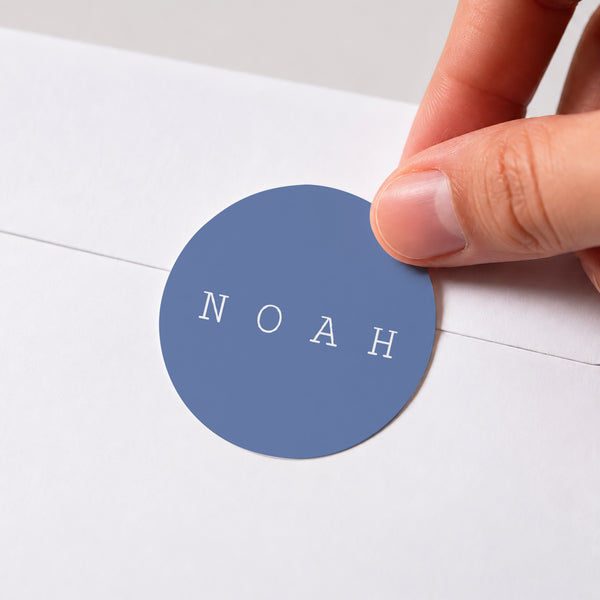 Sticker Taufe Rund Blau eingerahmt foto