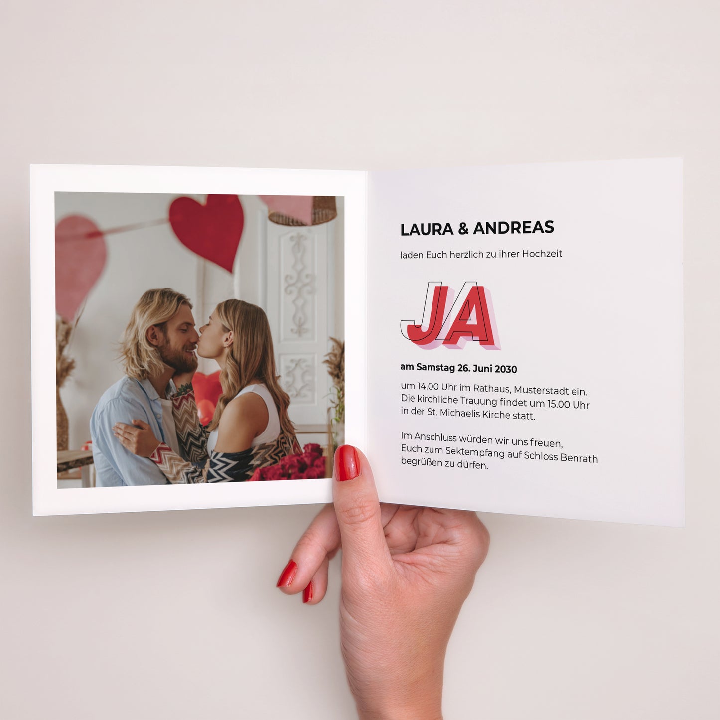 Hochzeitseinladung Doppelflügelfenster foto N° 2
