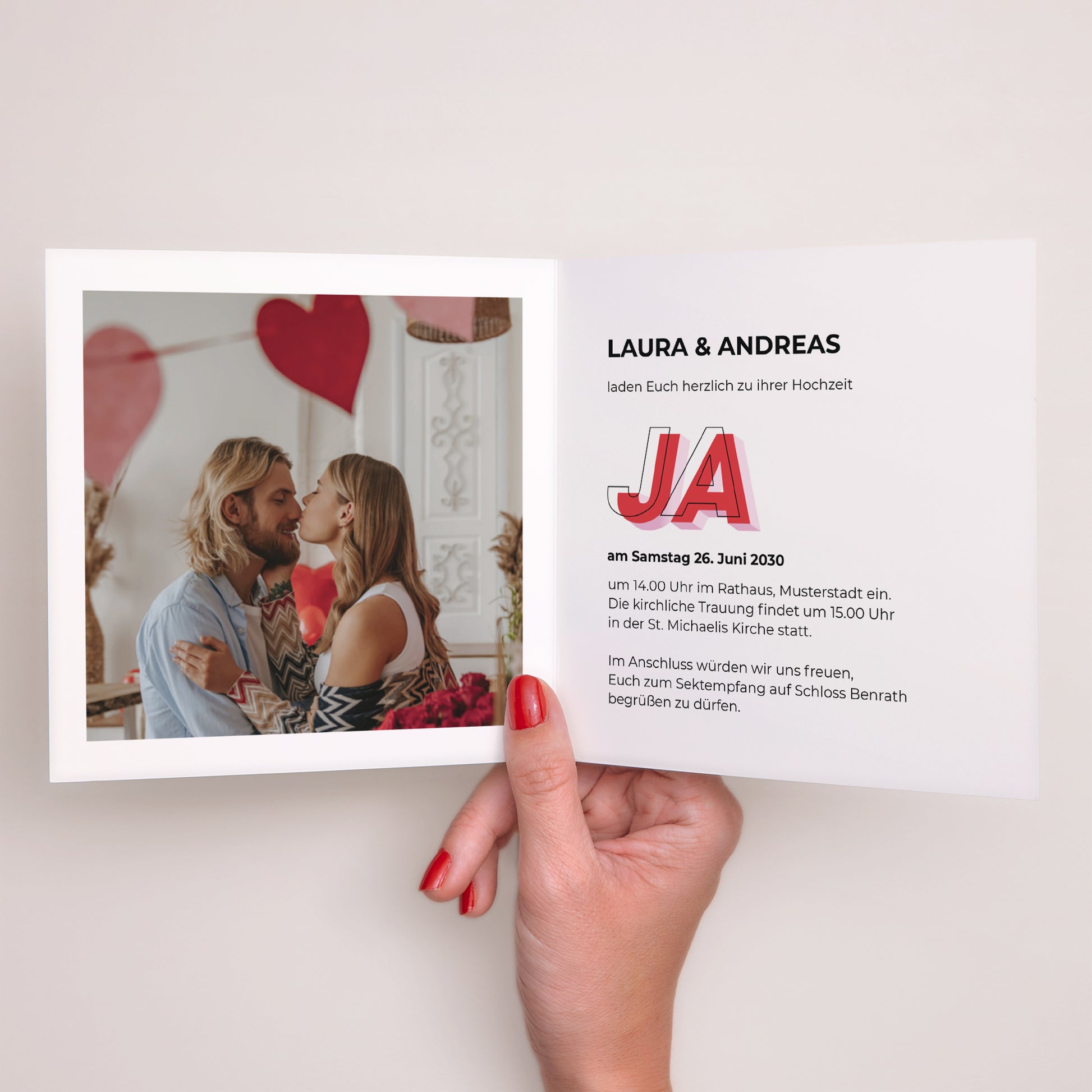 Hochzeitseinladung Doppelflügelfenster foto N° 2