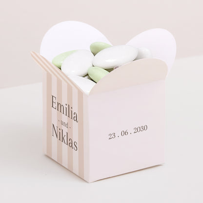 Geschenkbox Hochzeit Schmetterlingsöffnung Beige Streifen foto N° 1
