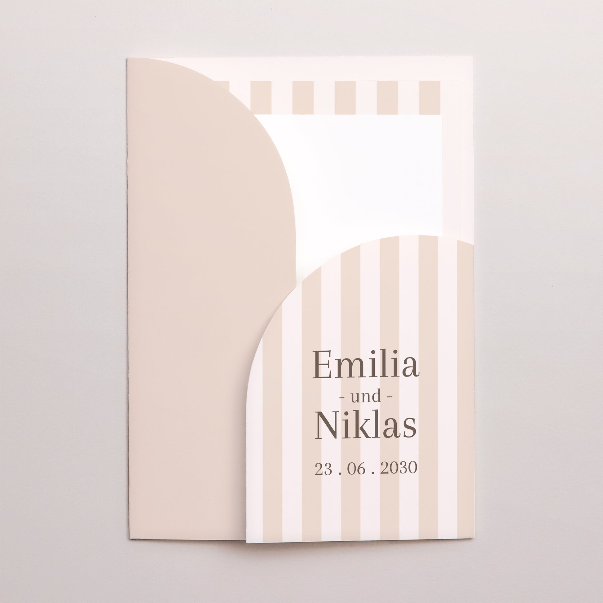 Hochzeitseinladung Hülle für 2 Karten Beige Streifen foto N° 1