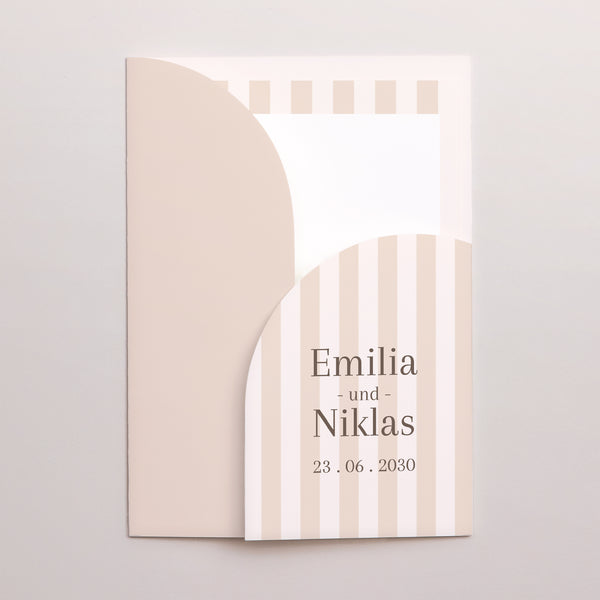 Hochzeitseinladung Hülle für 2 Karten Beige Streifen foto