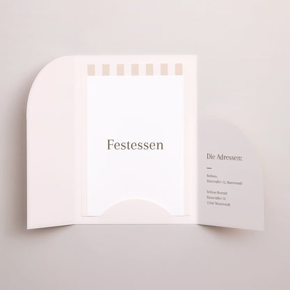 Hochzeitseinladung Hülle für 2 Karten Beige Streifen foto N° 3