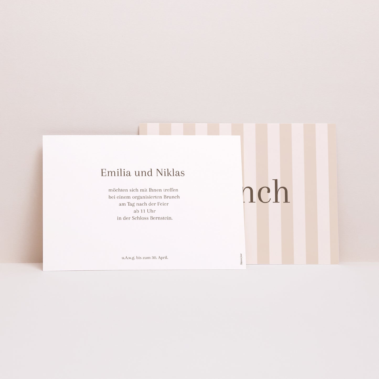 Einladungskarte Hochzeit Landschaft Beige Streifen foto N° 2