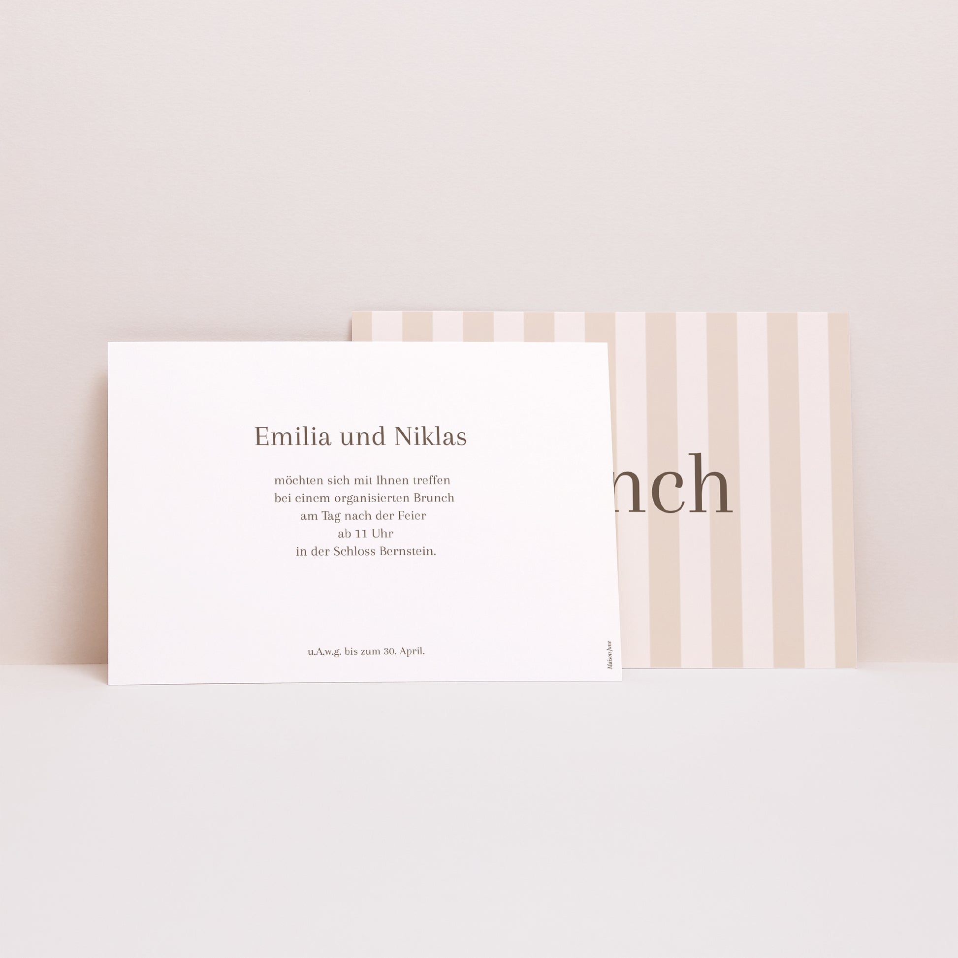 Einladungskarte Hochzeit Landschaft Beige Streifen foto N° 2
