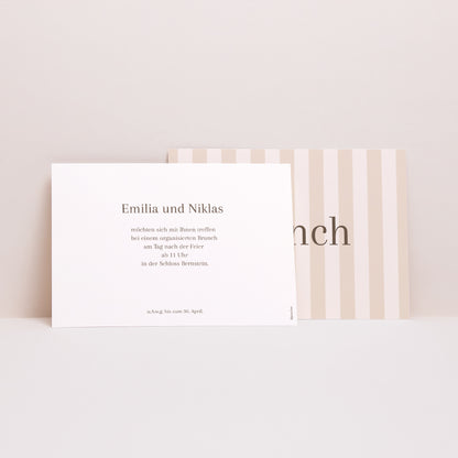 Einladungskarte Hochzeit Landschaft Beige Streifen foto N° 2