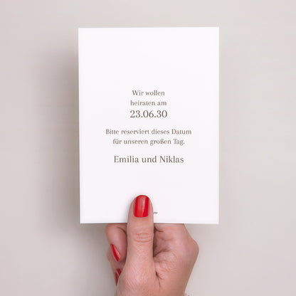 Save the date Karte Hochzeit Porträt Beige Streifen foto N° 3