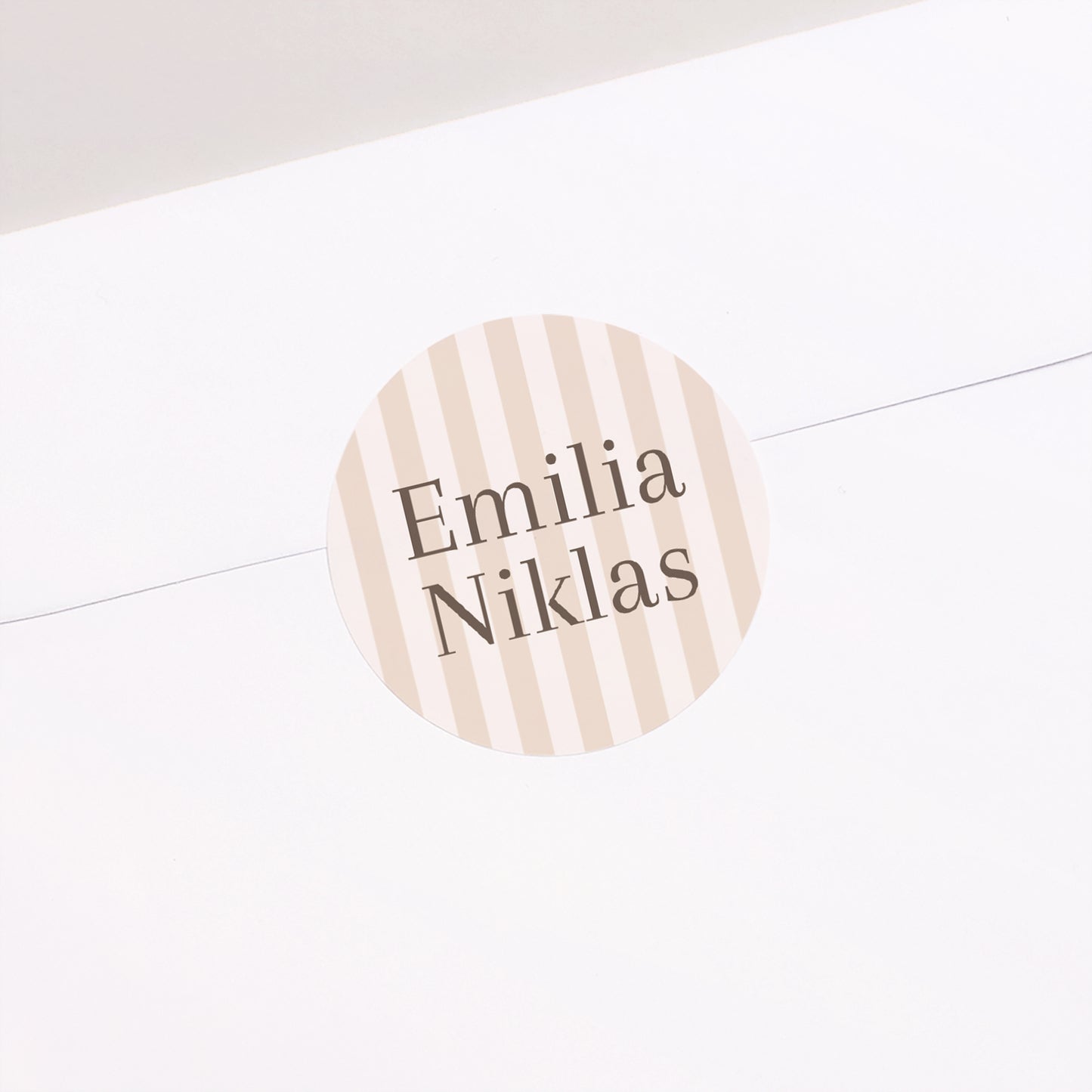 Sticker Hochzeit Rund Beige Streifen foto N° 2