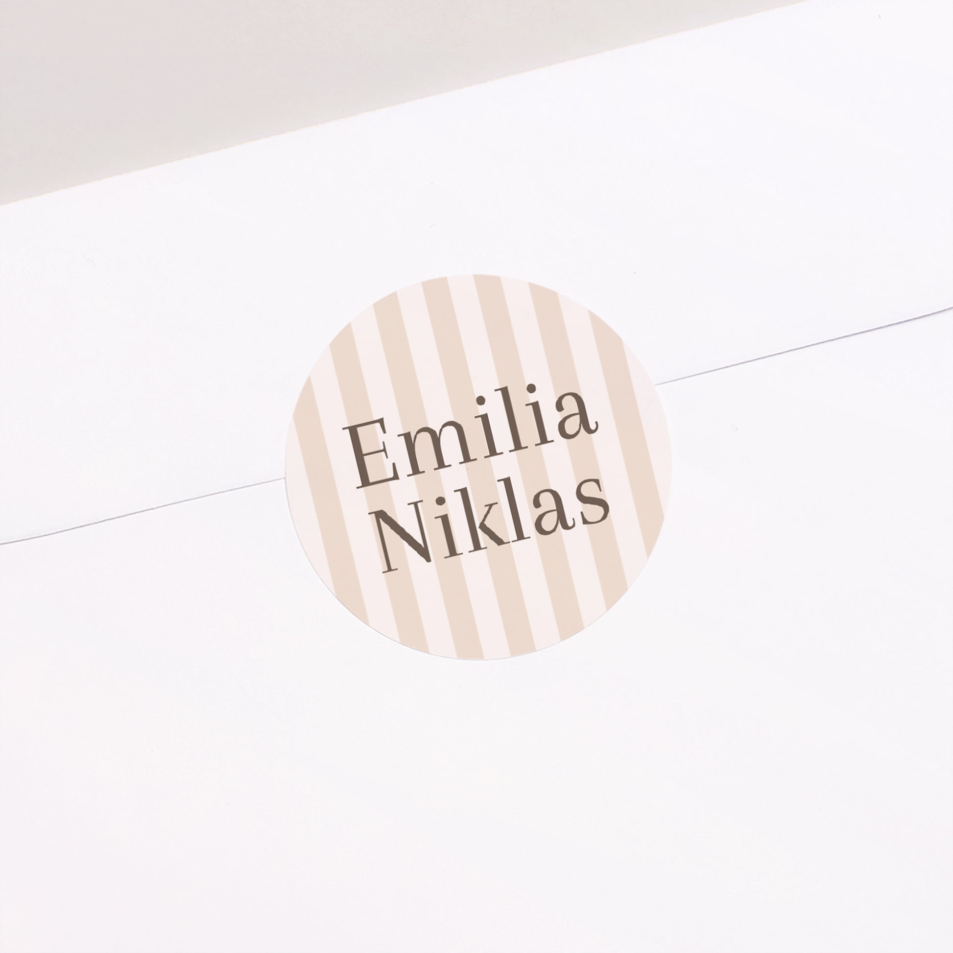 Sticker Hochzeit Rund Beige Streifen foto N° 2