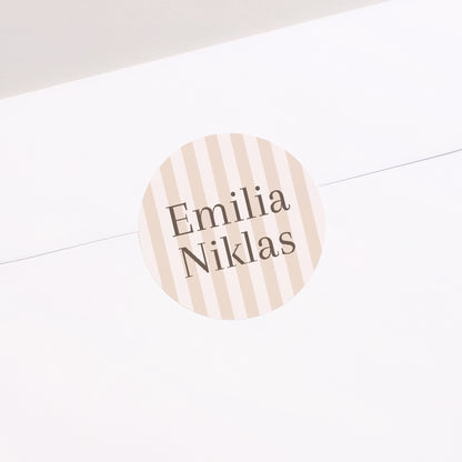 Sticker Hochzeit Rund Beige Streifen foto N° 2