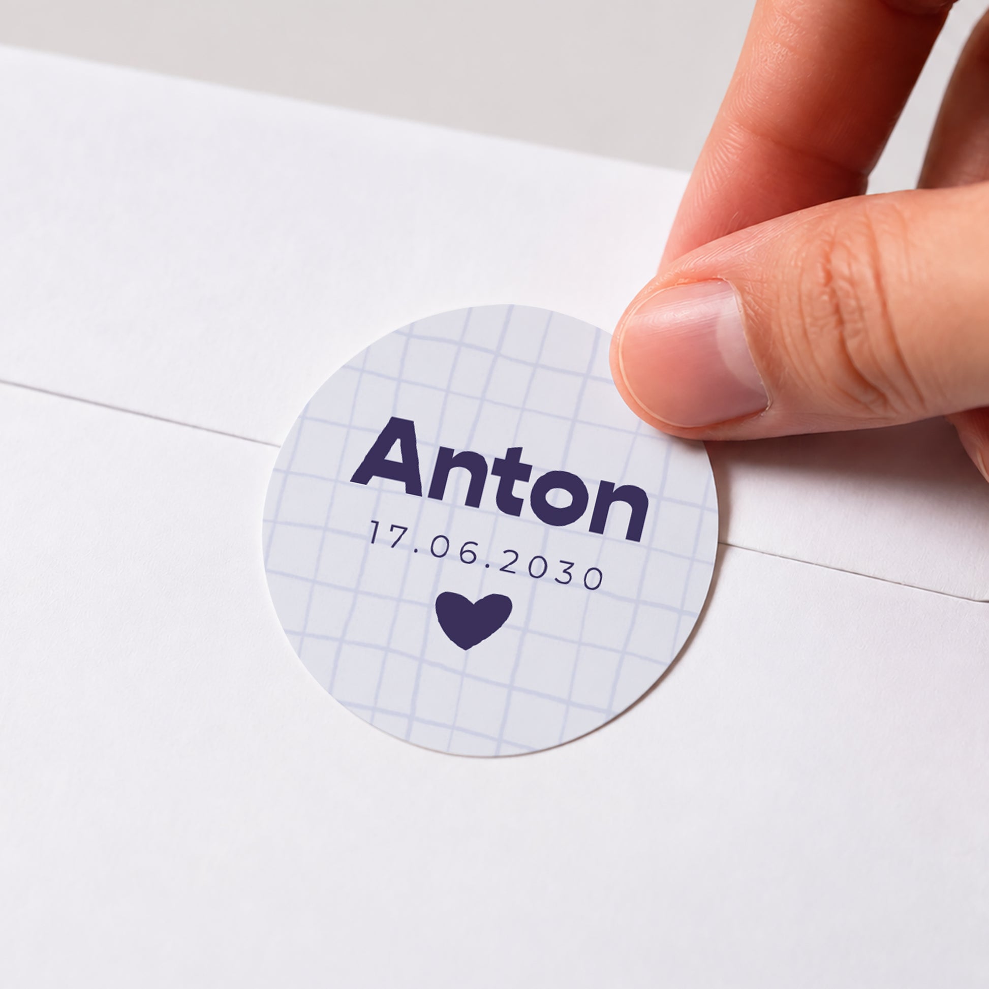 Sticker Geburt Rund Gitternetz in Lavendelfarbe foto N° 1