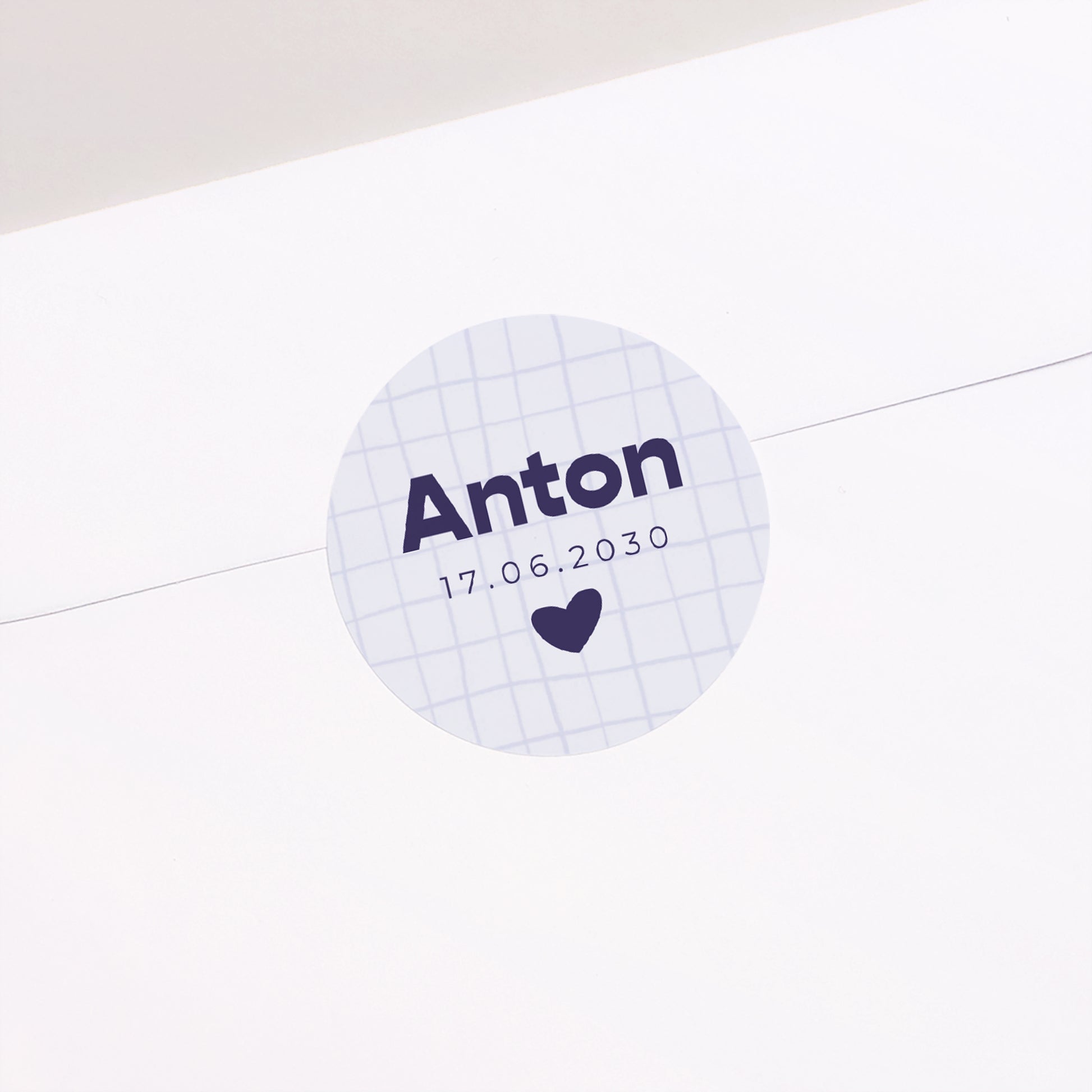 Sticker Geburt Rund Gitternetz in Lavendelfarbe foto N° 2