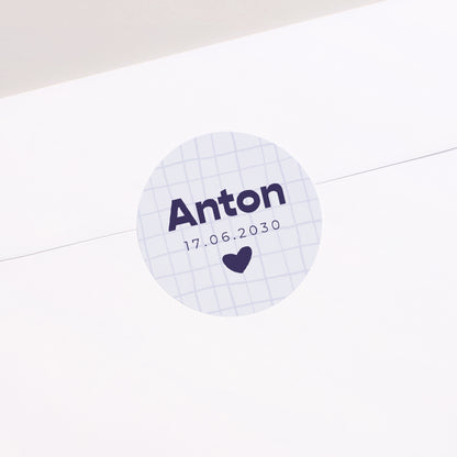 Sticker Geburt Rund Gitternetz in Lavendelfarbe foto N° 2
