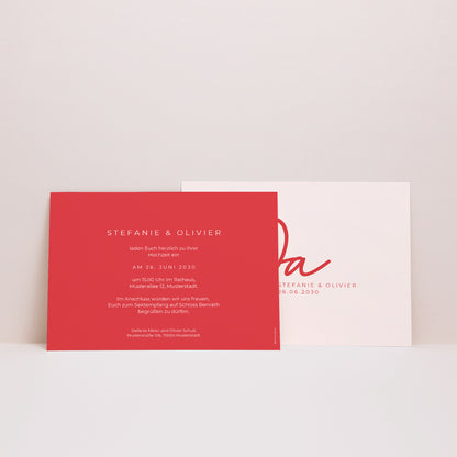 Hochzeitseinladung Landschaft Rot & Creme II foto N° 3