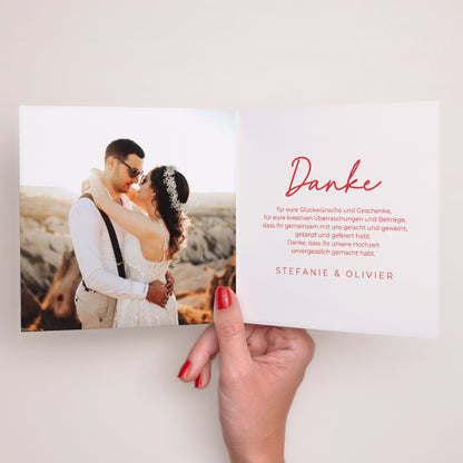 Dankeskarte Hochzeit Doppelflügelfenster Rot & Creme II foto N° 2