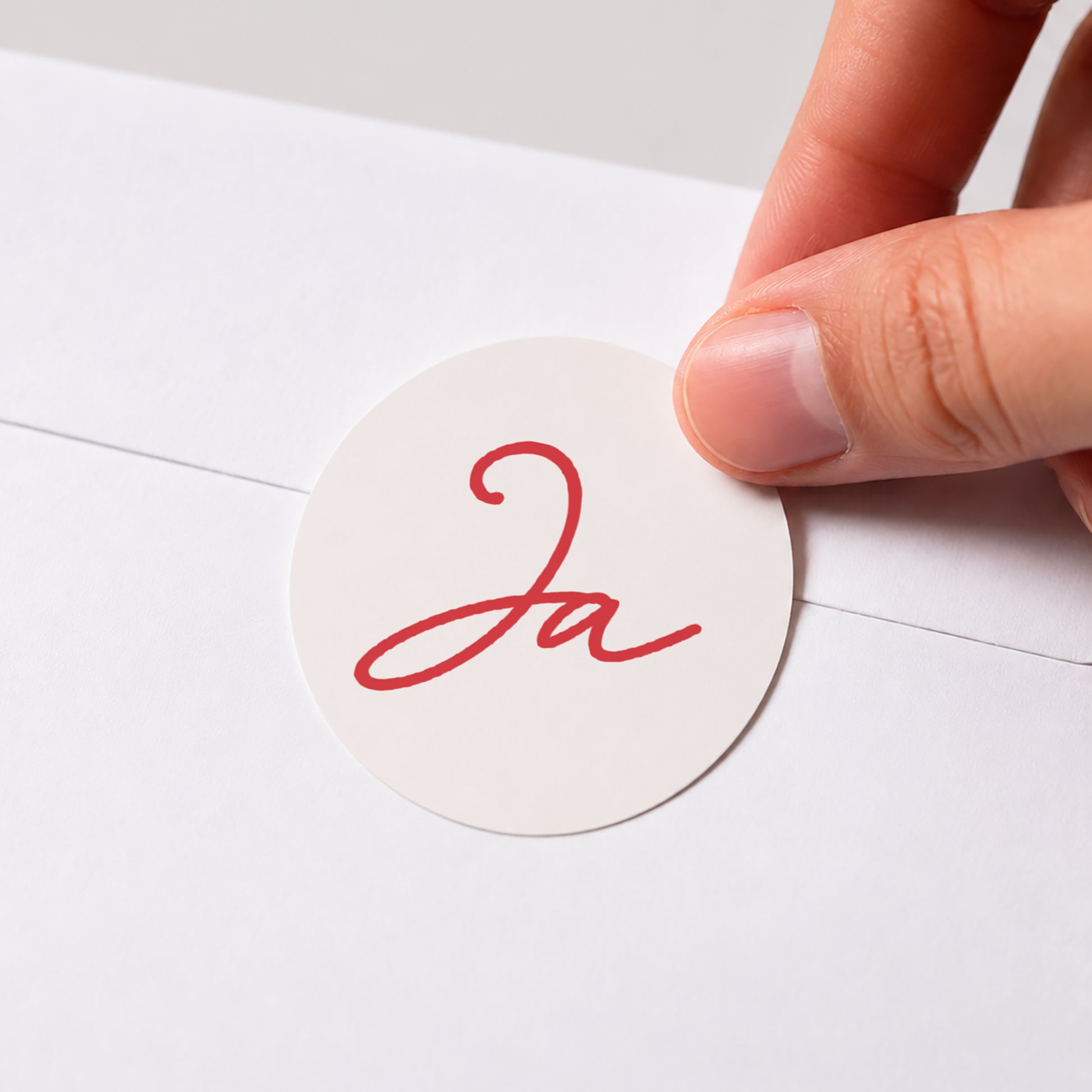 Sticker Hochzeit Rund Rot & Creme II foto N° 1