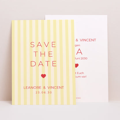 Save the date Karte Hochzeit Porträt Gelbe Sonne foto N° 1