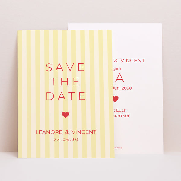 Save the date Karte Hochzeit Porträt Gelbe Sonne foto
