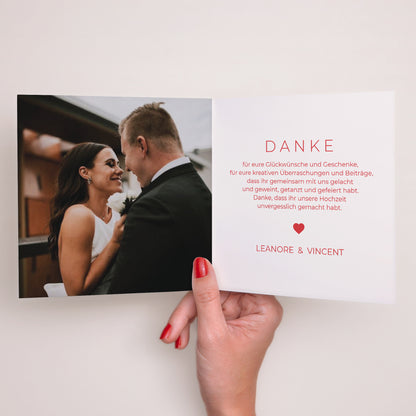 Dankeskarte Hochzeit Doppelflügelfenster Gelbe Sonne foto N° 2
