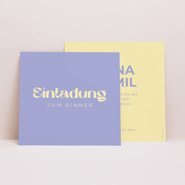 Einladungskarte Hochzeit Quadrat Gelbe Grafik foto