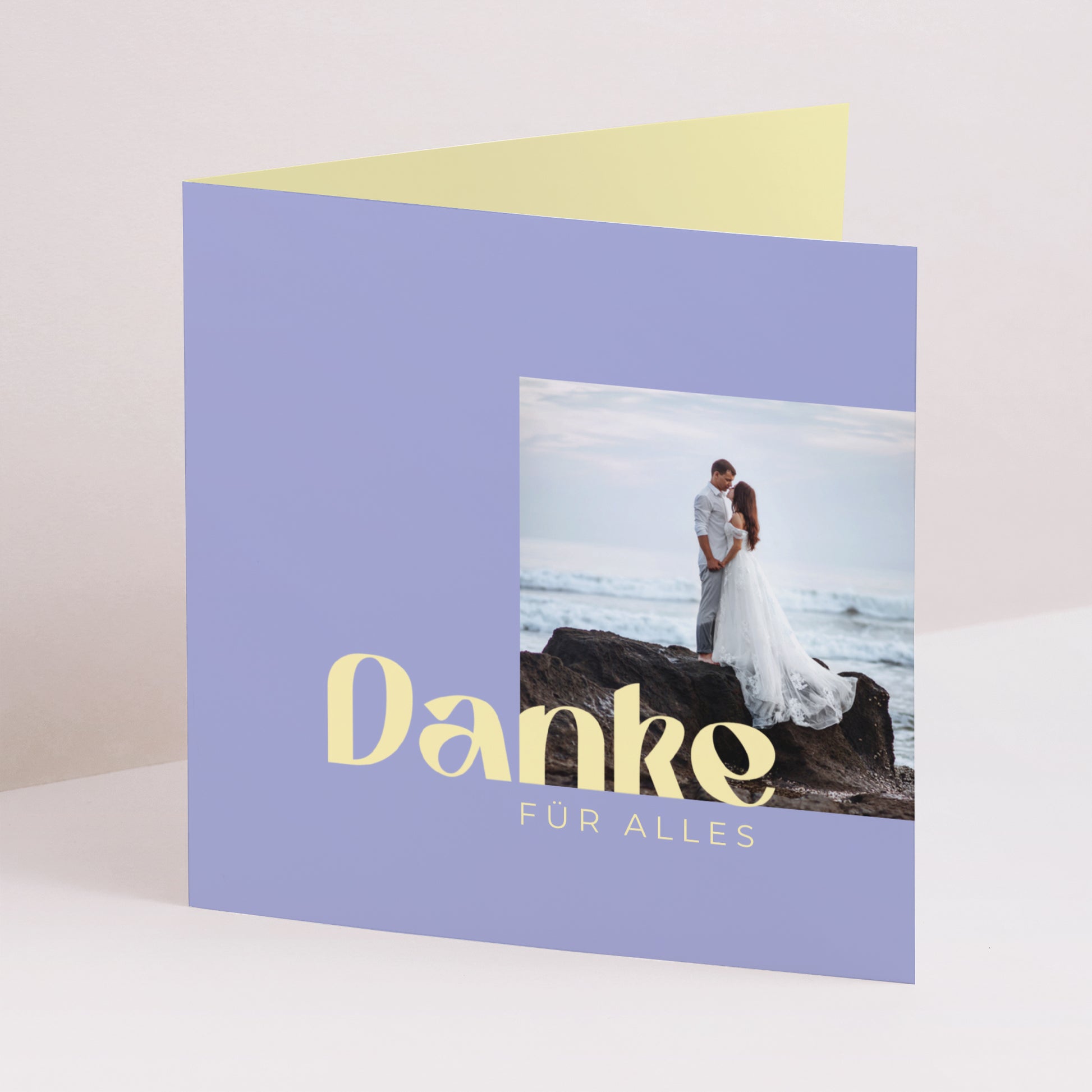 Dankeskarte Hochzeit Doppelflügelfenster Gelbe Grafik foto N° 1