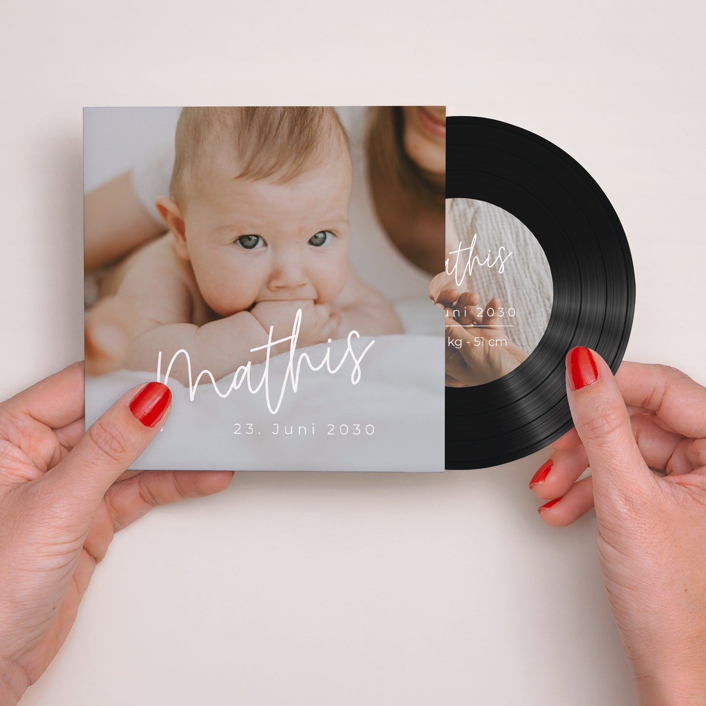 Geburtskarten Schallplattenhülle single baby foto N° 2