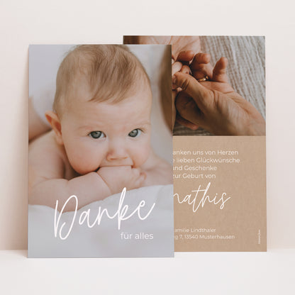 Dankeskarte Geburt PortraitPorträt single baby foto N° 1