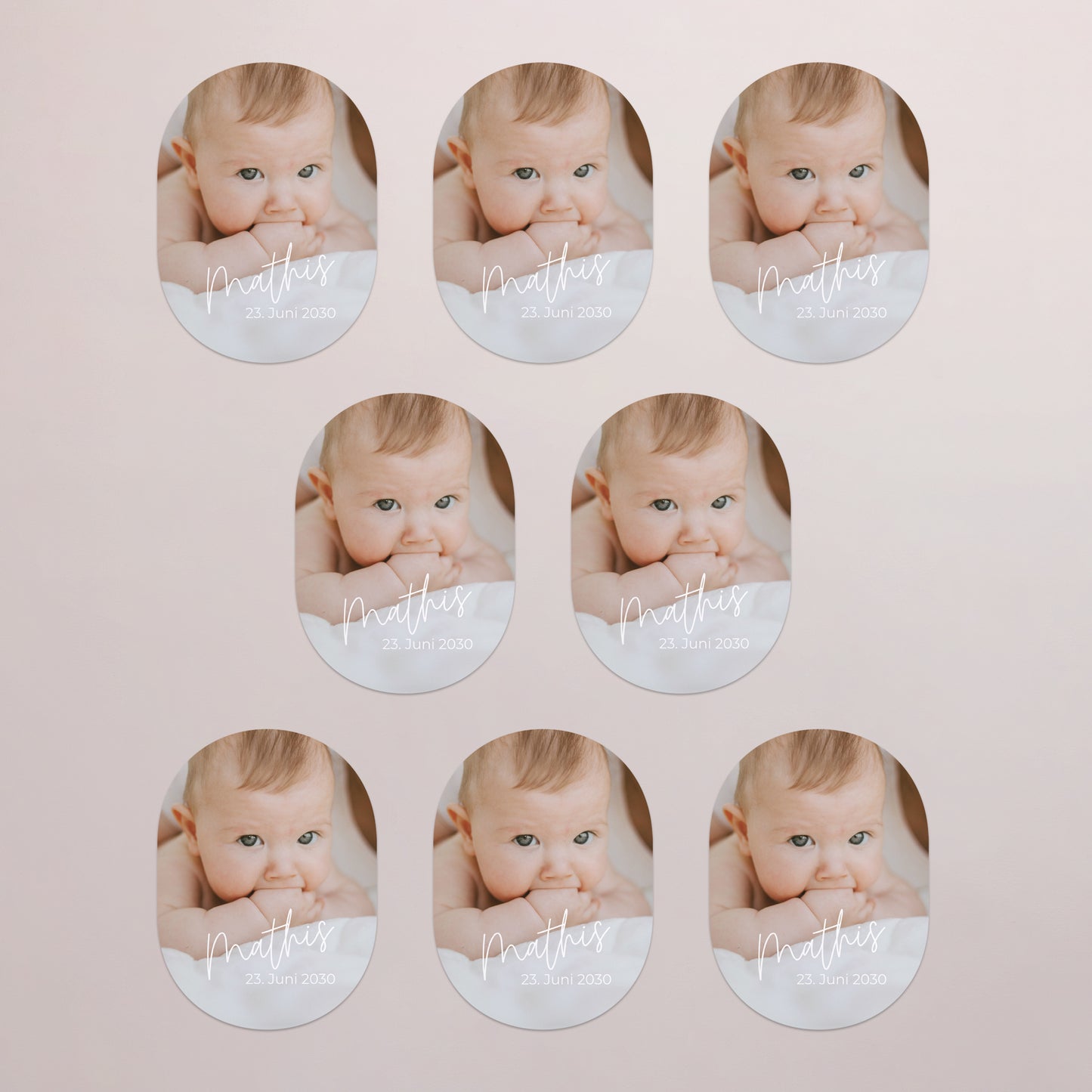 Geburtskarten 8er-Pack, magnetisch, oval single baby foto N° 3
