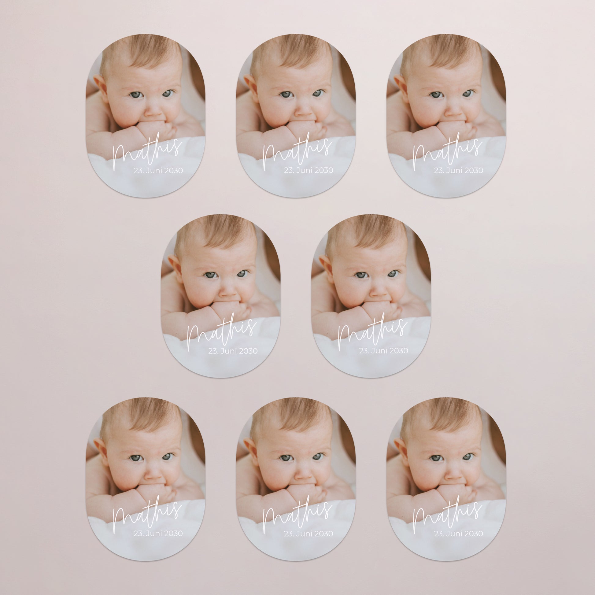 Geburtskarten 8er-Pack, magnetisch, oval single baby foto N° 3