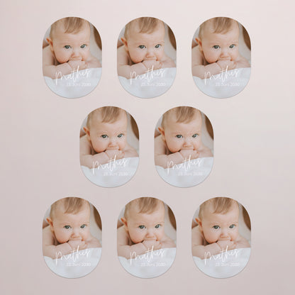 Geburtskarten 8er-Pack, magnetisch, oval single baby foto N° 3