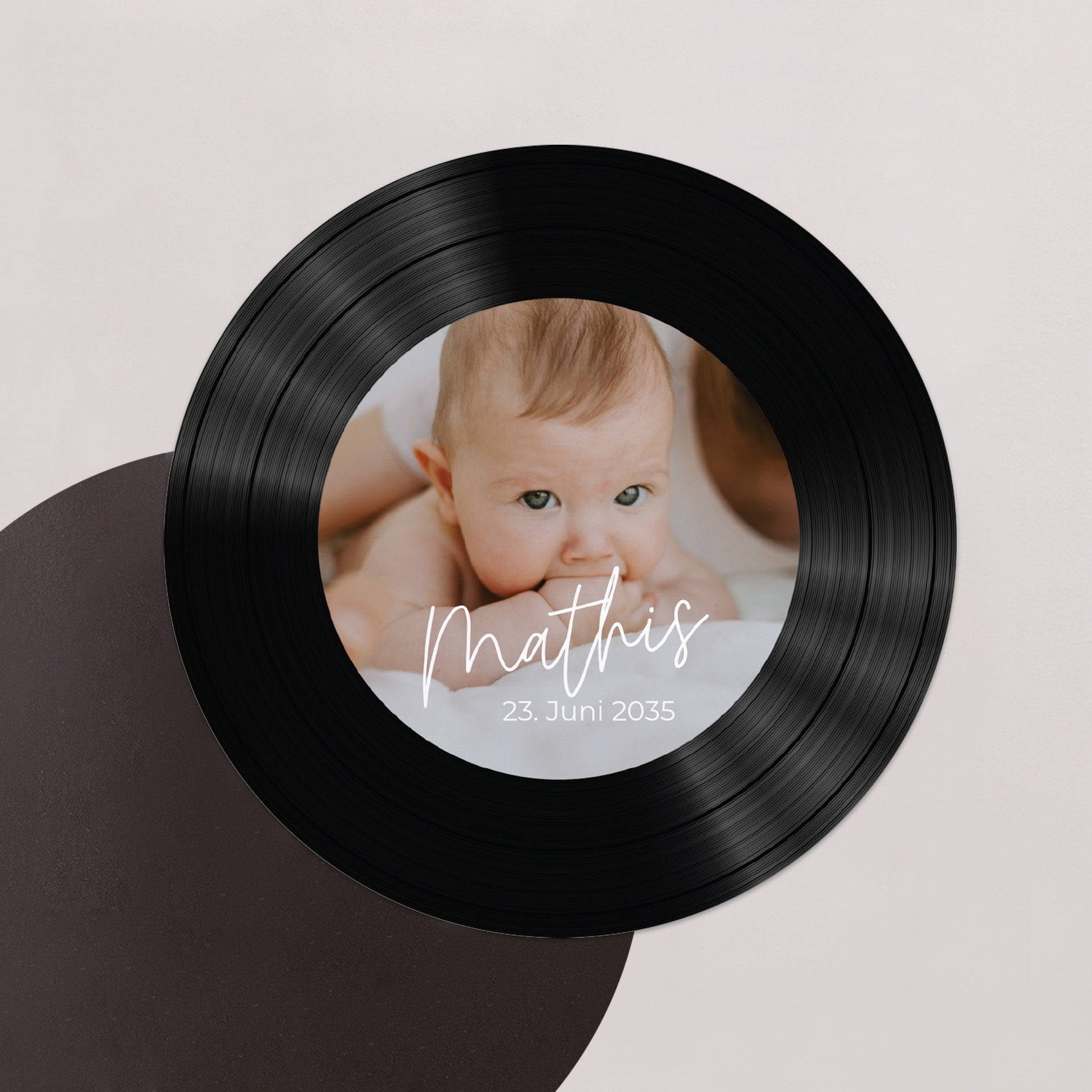 Geburtskarten Set von 8, magnetisch, rund, Ø 10 cm single baby foto N° 1