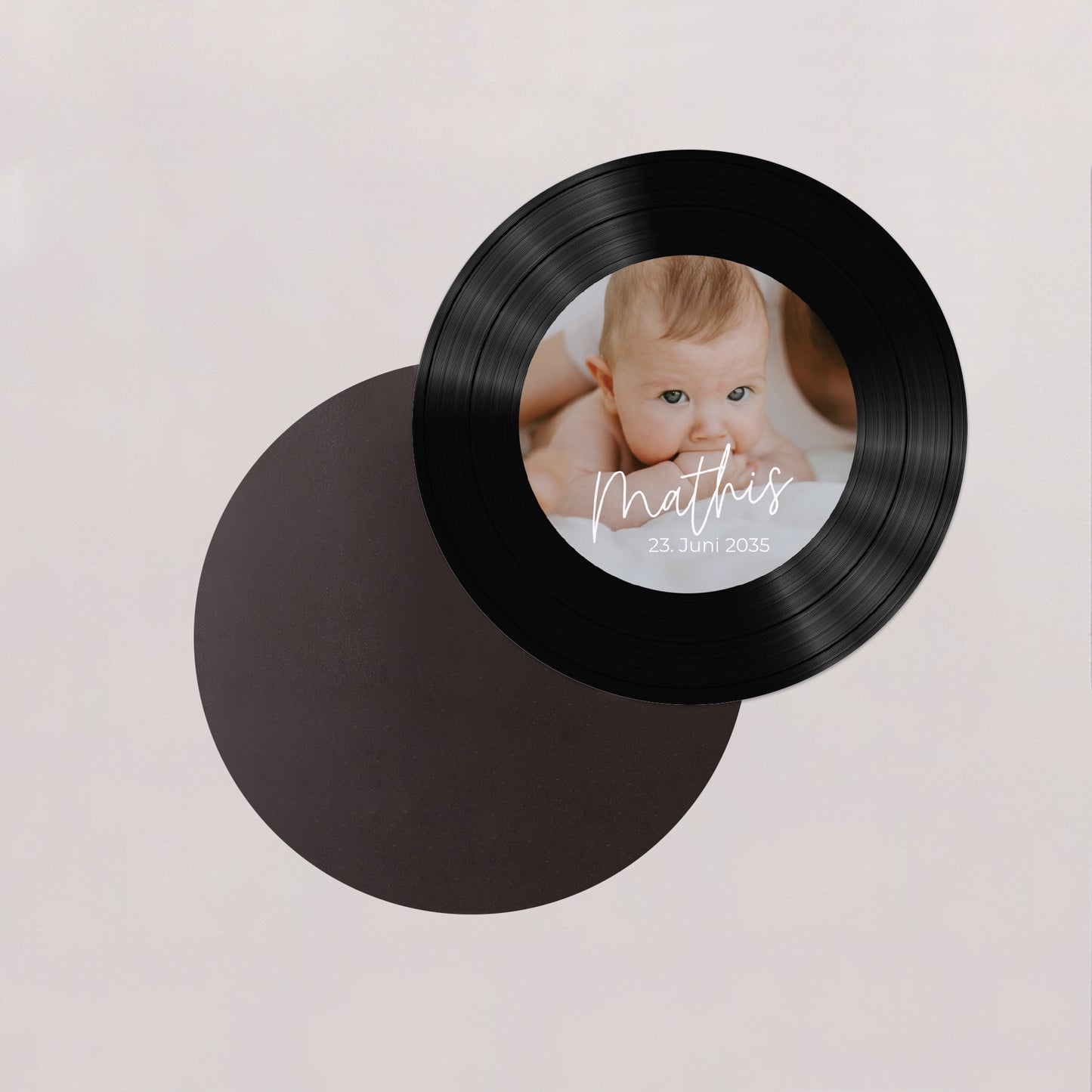 Geburtskarten Set von 8, magnetisch, rund, Ø 10 cm single baby foto N° 2